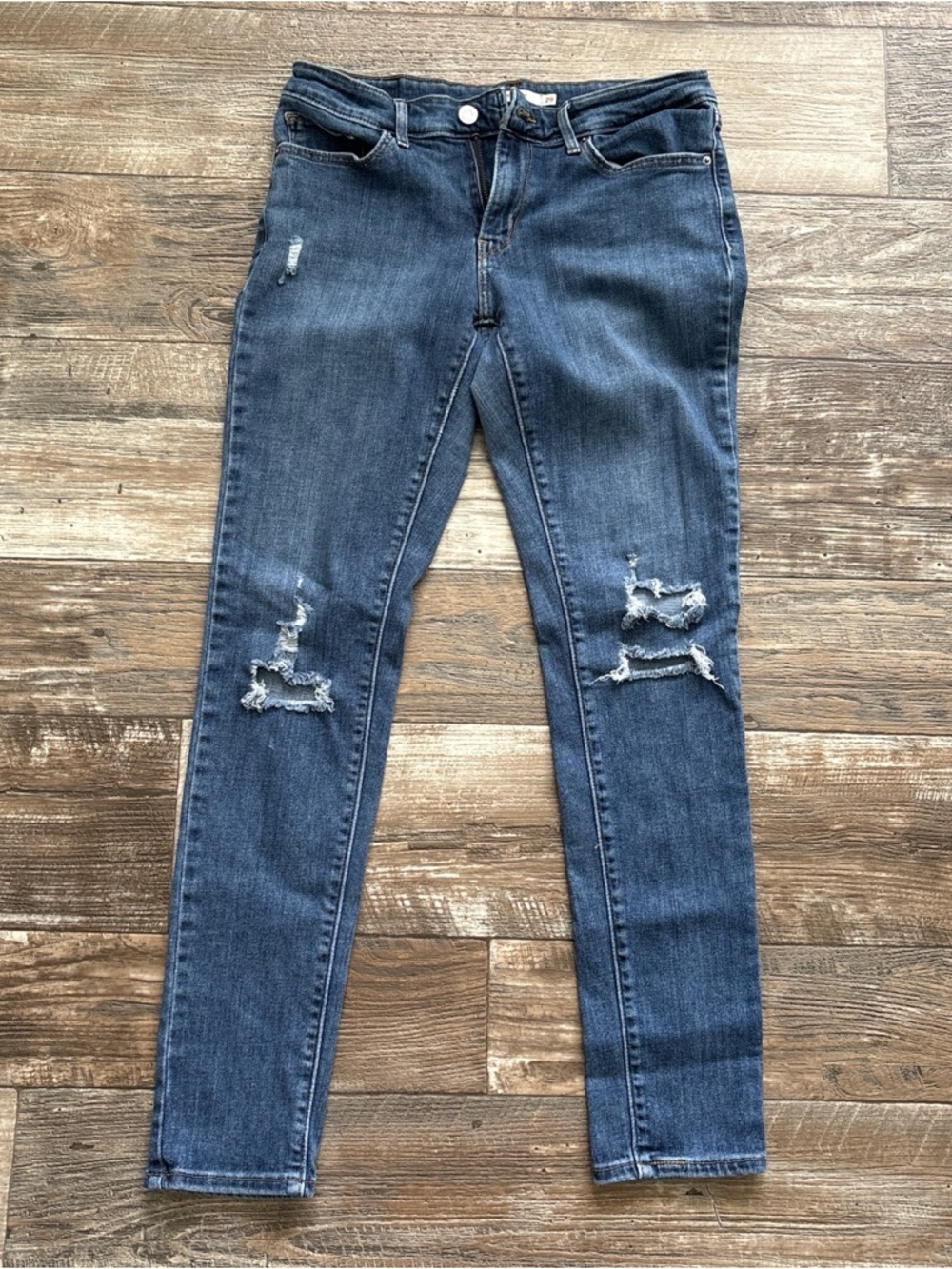 Levi's Dark Blue Ripped 711 Skinny Jeans
